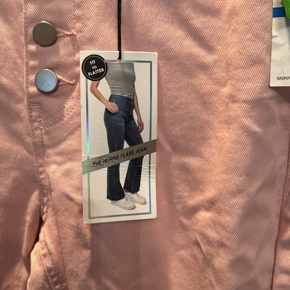 Tinseltown button fly hi rise flare Pink Jeans NWT 9 - Picture 3 of 10